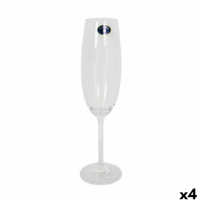 Sæt med glas Bohemia Crystal Clara Champagne 220 ml 6 Dele (4 enheder)