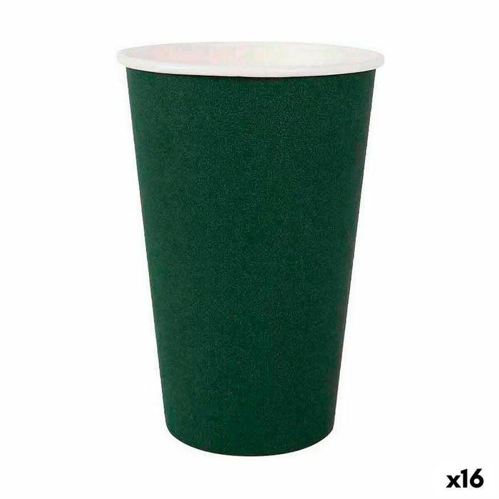 Glassæt Algon Engangsanvendelse Pap Grøn 7 Dele 450 ml (16 enheder)