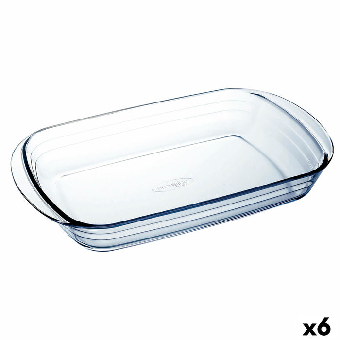 Ovn Fad Ô Cuisine Ocuisine Vidrio Rektangulær Gennemsigtig Glas 6 enheder 35 x 22 x 6 cm