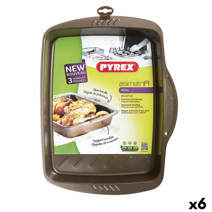 Bageform Pyrex Asimetria Rektangulær Sort 35 x 27 cm Metal (6 enheder)