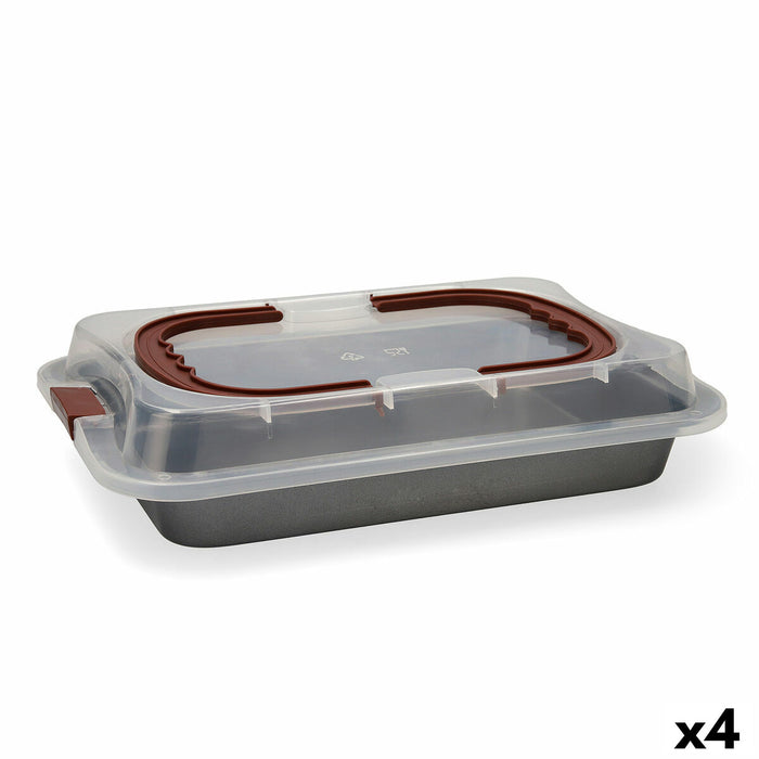 Bageform Quid Sweet Grey Med låg Sort Metal 36 x 23 x 4,5 cm (4 enheder)