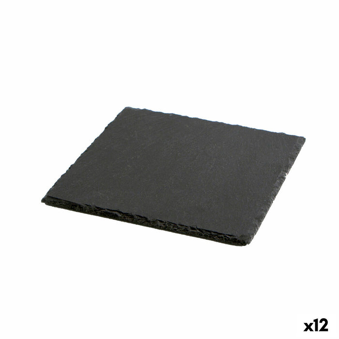 Keramisk fad med skifereffekt Quid Gastro Fresh Sort (20 x 20 cm) (12 enheder)
