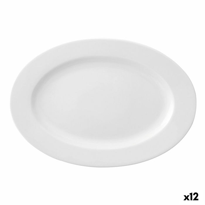 Plosek krožnik Ariane Prime Oval Keramik Hvid (22 x 20 cm) (12 enheder)