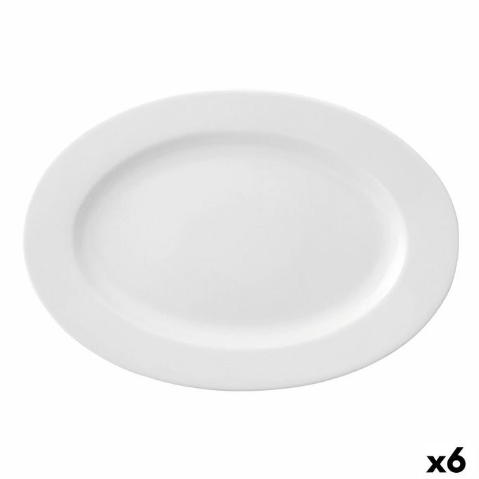 Plosek krožnik Ariane Prime Oval Keramik Hvid (32 x 25 cm) (6 enheder)