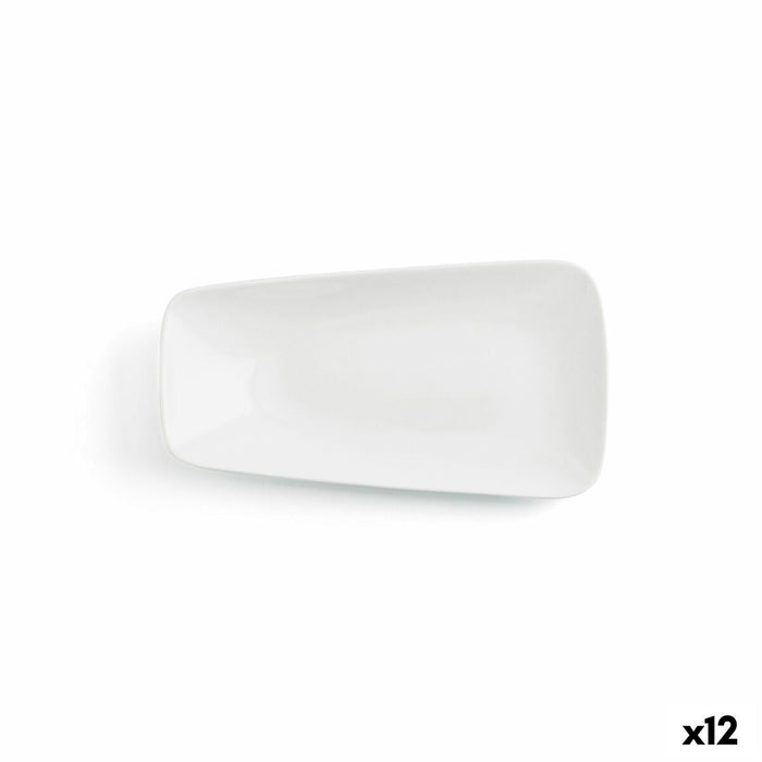 Plosek krožnik Ariane Vital Rektangulær Keramik Hvid (24 x 13 cm) (12 enheder)