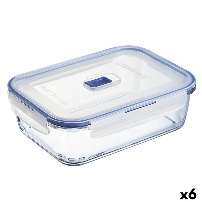 Hermetisk madkasse Luminarc Pure Box Active 22 x 16 cm 1,97 l To-farvet Glas (6 enheder)