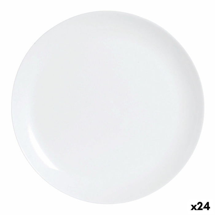 Plosek krožnik Luminarc Diwali Hvid Glas (25 cm) (24 enheder)
