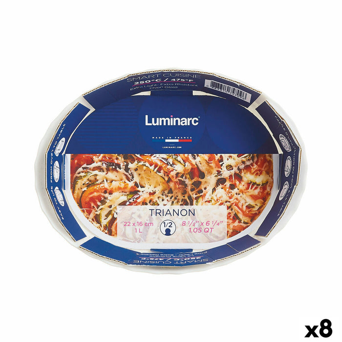Køkkenspringvand Luminarc Trianon Oval Hvid Glas (22 x 16 cm) (8 enheder)