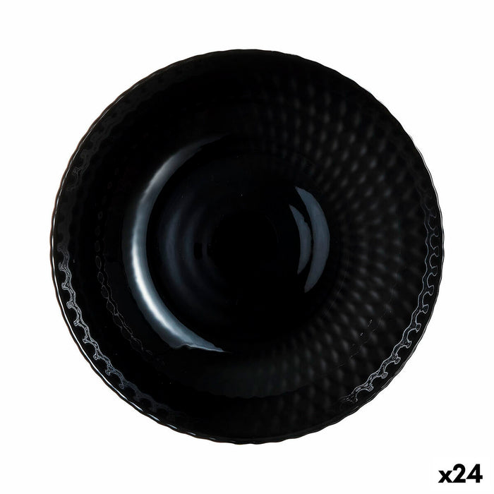 Dyb tallerken Luminarc Pampille Noir Sort Glas 20 cm (24 enheder)