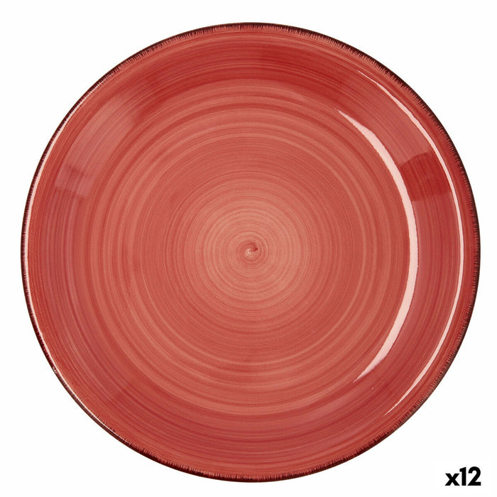 Flad Plade Quid Coral Vita Rød Keramik Ø 27 cm (12 enheder)
