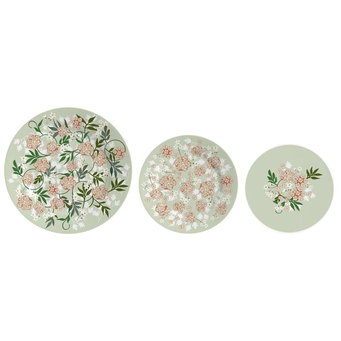 plade DKD Home Decor Porcelæn 18 Dele (27 x 27 x 3 cm)