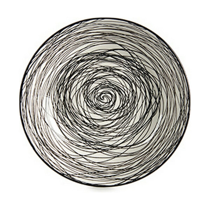 Dyb tallerken Striber Porcelæn Sort Hvid 6 enheder (20 x 4,7 x 20 cm)