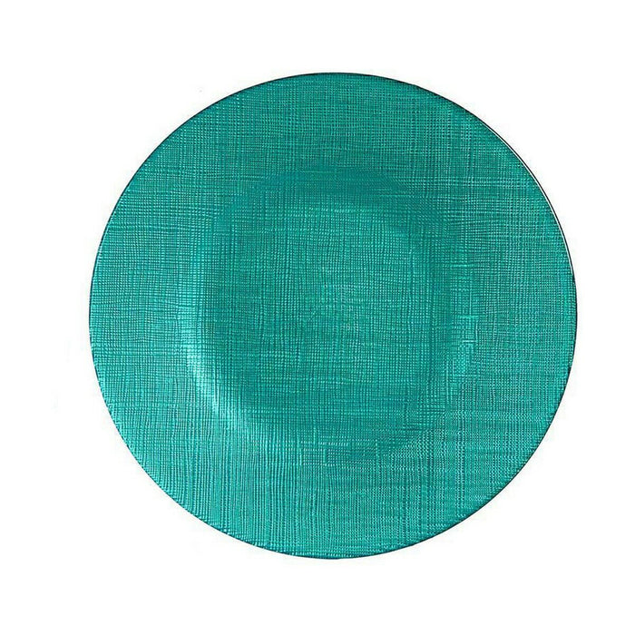 Flad Plade Turkisblå Glas 21 x 2 x 21 cm (6 enheder)