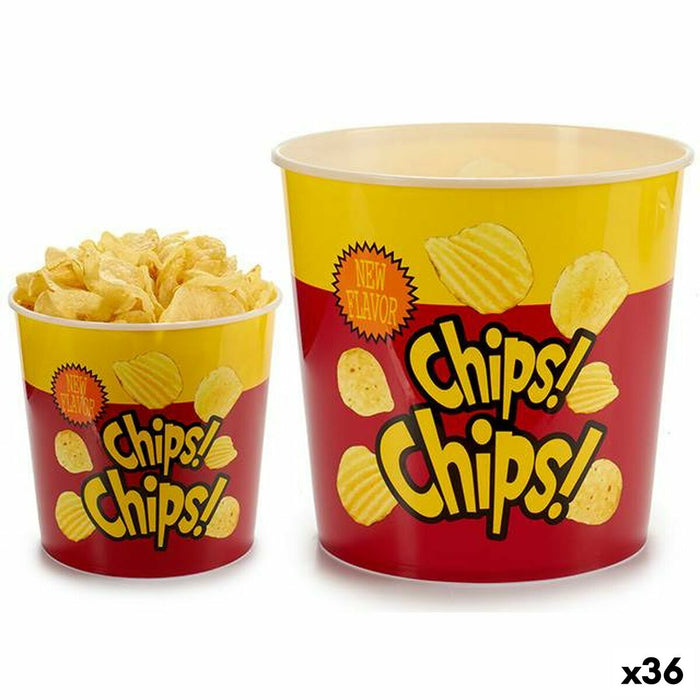 Snackskål Leknes polypropylen Trykt Pomfritter 5 L 21,5 x 20 x 21,5 cm (36 Enheder)
