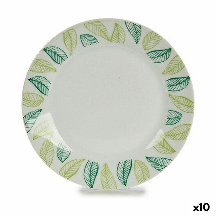 Desserttallerken Ark Hvid Grøn Ø 19 cm Porcelæn (10 enheder)