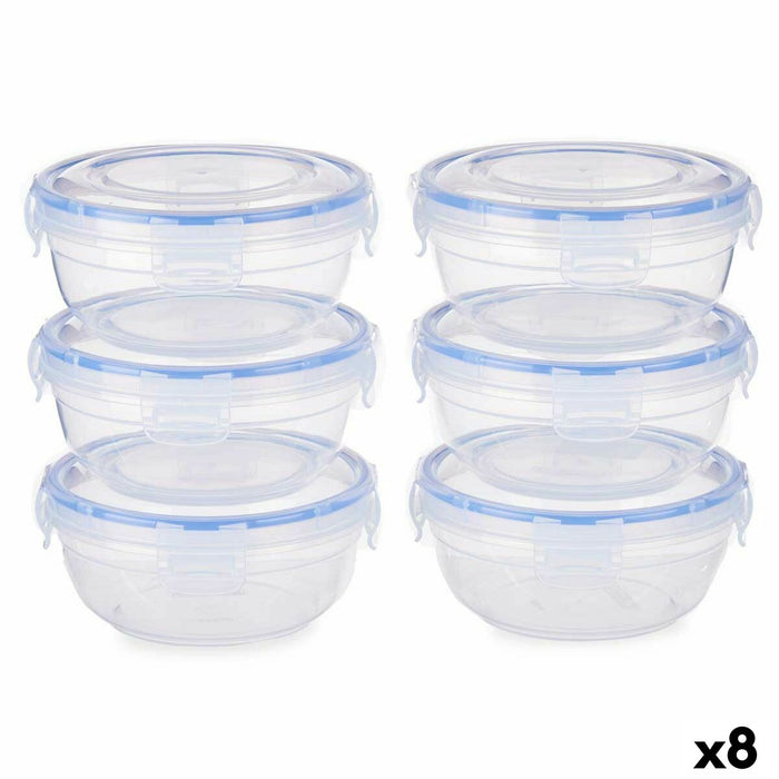 Madkassesæt Hermetisk Blå Gennemsigtig Plastik 800 ml 15,5 x 7,5 x 15,5 cm (8 enheder)