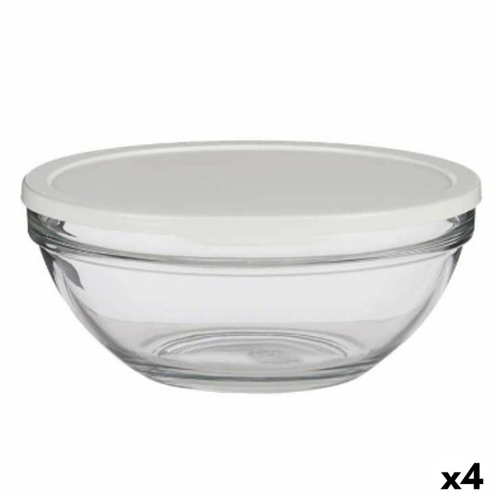 Rund madkasse med låg Chefs Hvid 2,5 L 23,7 x 10,1 x 23,7 cm (4 enheder)