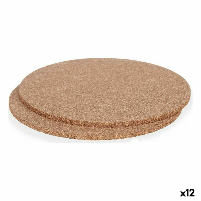 Sæt Dækkeserviet 18 x 0,5 x 18 cm Natur Kork (12 enheder)