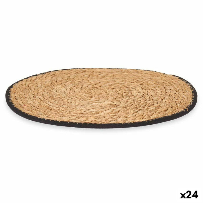 Dækkeserviet Sort Bomuld Tang (24 enheder)