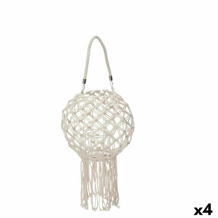 Lyseholder Makramé Hvid Bomuld 26 x 66 x 26 cm (4 enheder)