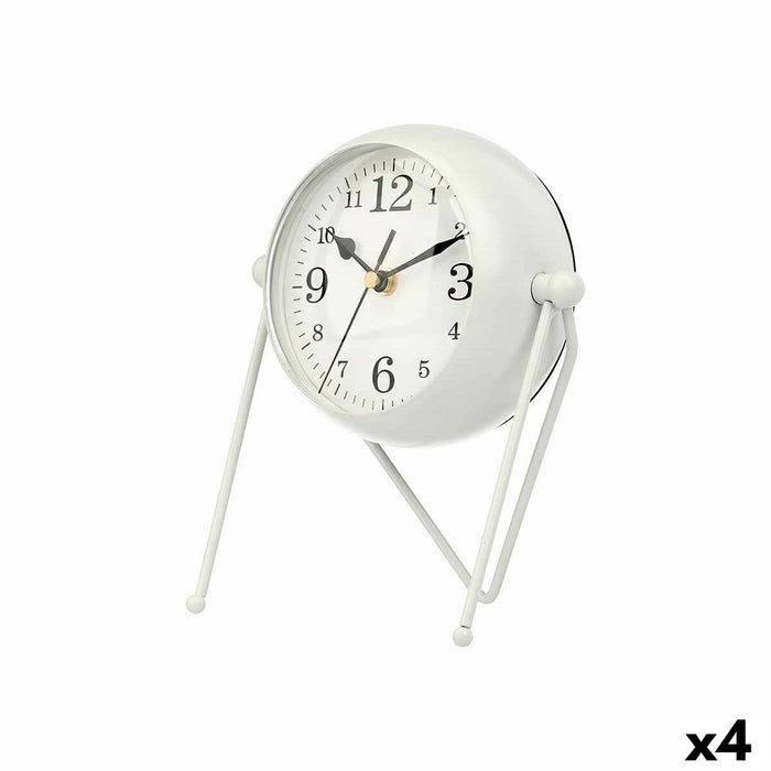 Namizna ura Hvid Metal 18 x 21 x 12 cm (4 enheder)