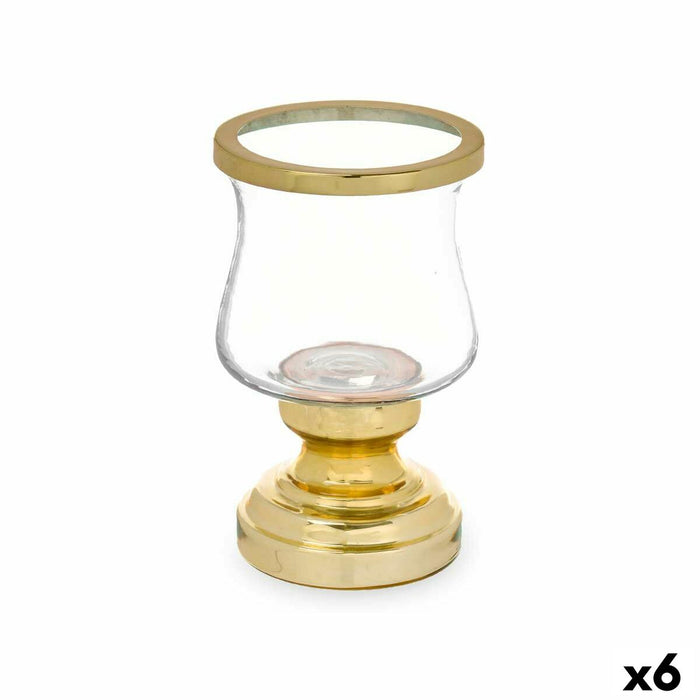 Lyseholder Vinglas Gylden Stål 12 x 19,5 x 12 cm (6 enheder)