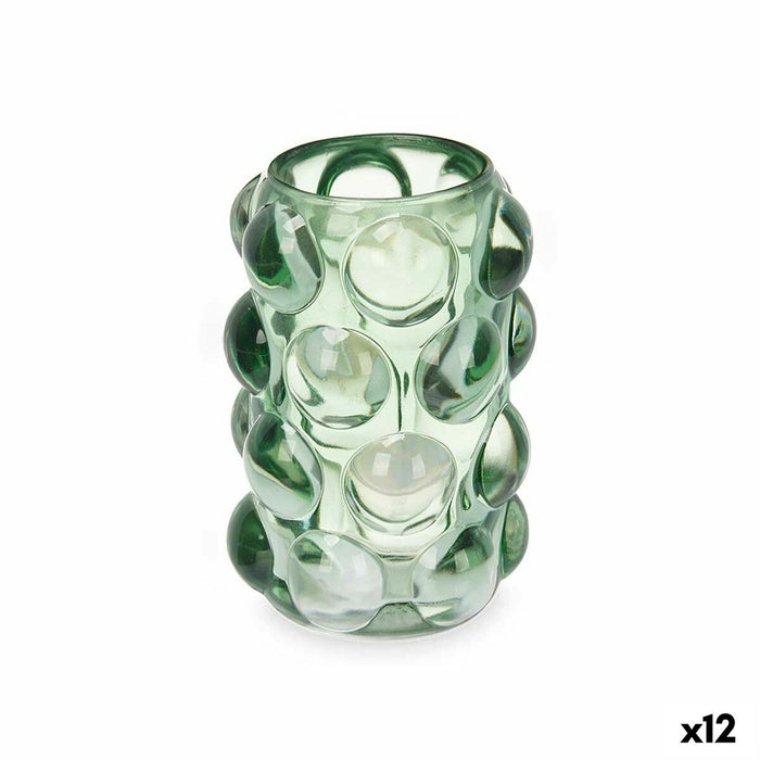Lyseholder Mikro perler Grøn Krystal 8,4 x 12,5 x 8,4 cm (12 enheder)