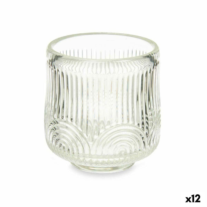 Lyseholder Striber Gennemsigtig Krystal 7,5 x 7,8 x 7,5 cm (12 enheder)