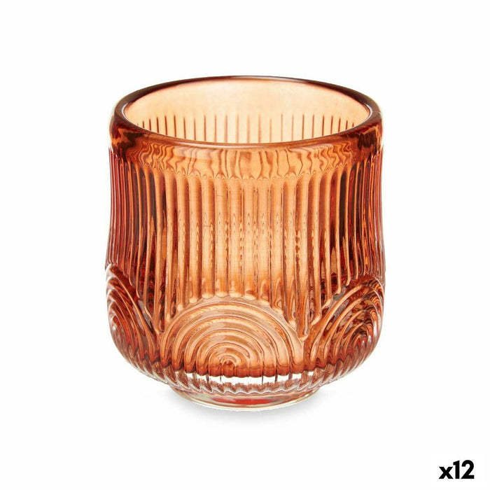 Lyseholder Striber Orange Krystal 7,5 x 7,8 x 7,5 cm (12 enheder)