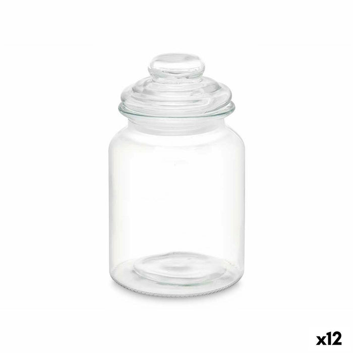 Beholder Gennemsigtig Glas 900 ml (12 enheder) Med låg