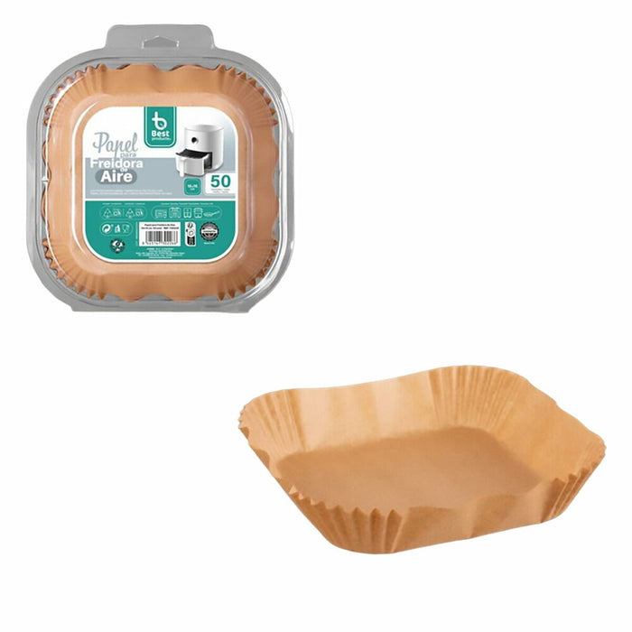 Papir til luftfrituregryde Best Products Green 730226 16 x 16 cm Firkantet 50 enheder