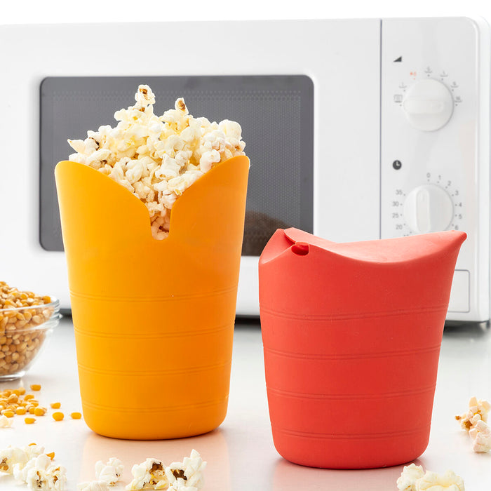 Sæt med sammenklappelige popcornbægere i silikone (2 stk)