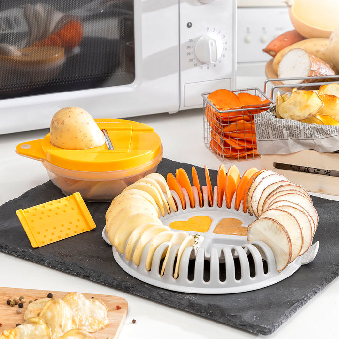 Sæt til fremstilling af chips i mikrobølgeovnen med mandolin og opskrifter Chipit InnovaGoods