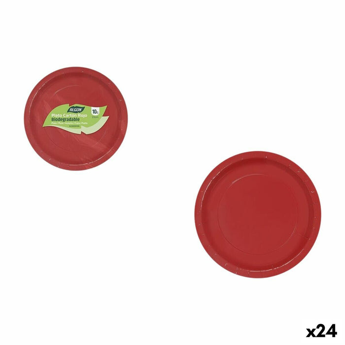 plade Algon Rød 20 cm 10 Dele (24 enheder)