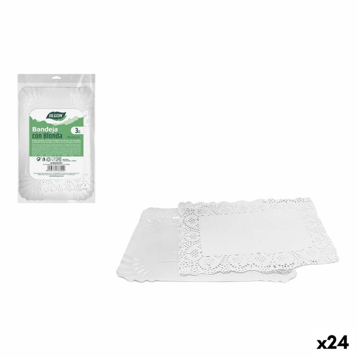 Madbakke-sæt Algon Rektangulær 18 x 26 cm 3 Dele (24 enheder)