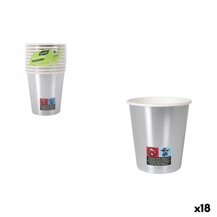 Glassæt Algon Sølvfarvet 200 ml 10 Dele (18 enheder)