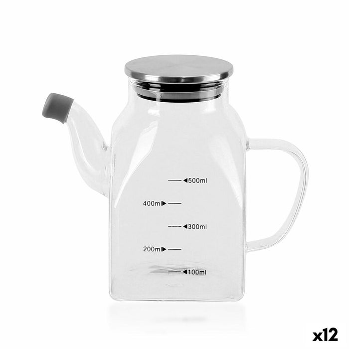 Flakon La Mediterránea Gennemsigtig Sølvfarvet Metal Borosilikatglas 0,5 L (12 enheder)