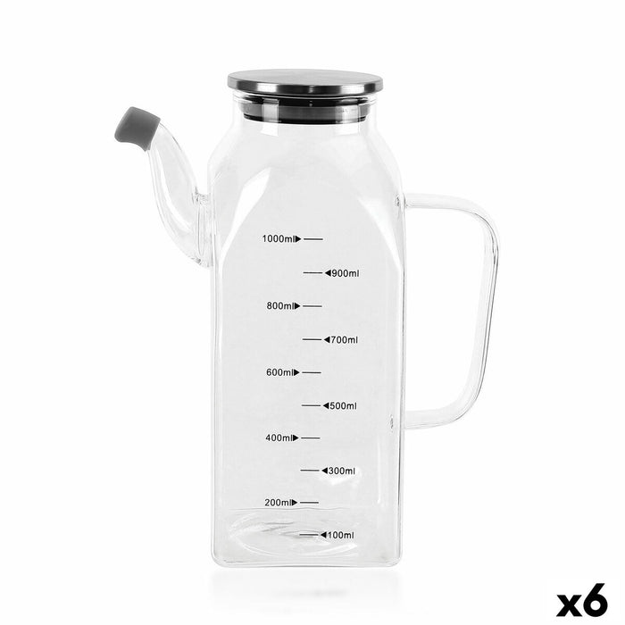 Flakon La Mediterránea Gennemsigtig Sølvfarvet Metal Borosilikatglas 1 L (6 enheder)