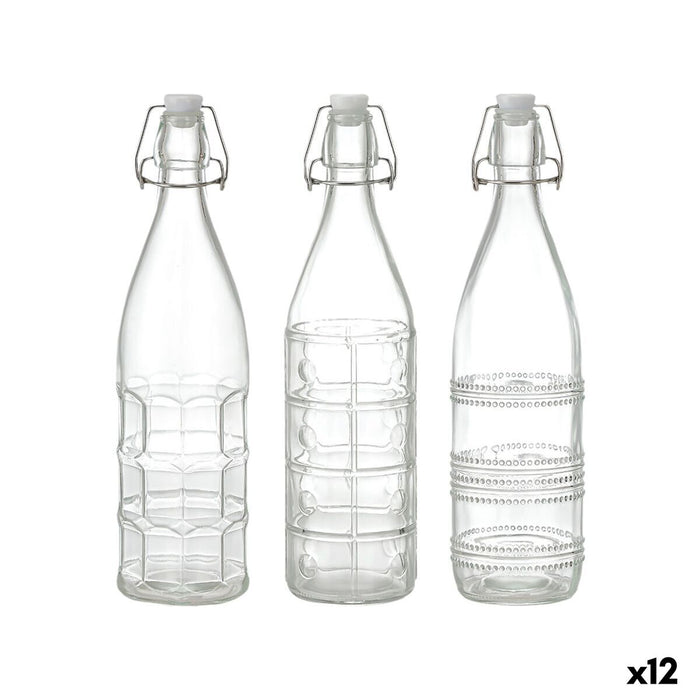 Glasflaske La Mediterránea Gennemsigtig Glas 1 L (12 enheder)