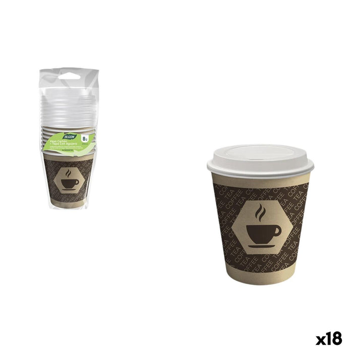 Glassæt Algon Brun Pap 250 ml 8 Dele (18 enheder)