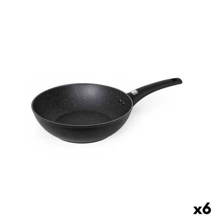Wok Pande Quttin Universe Sort Smedet aluminium Ø 28 cm (6 enheder)