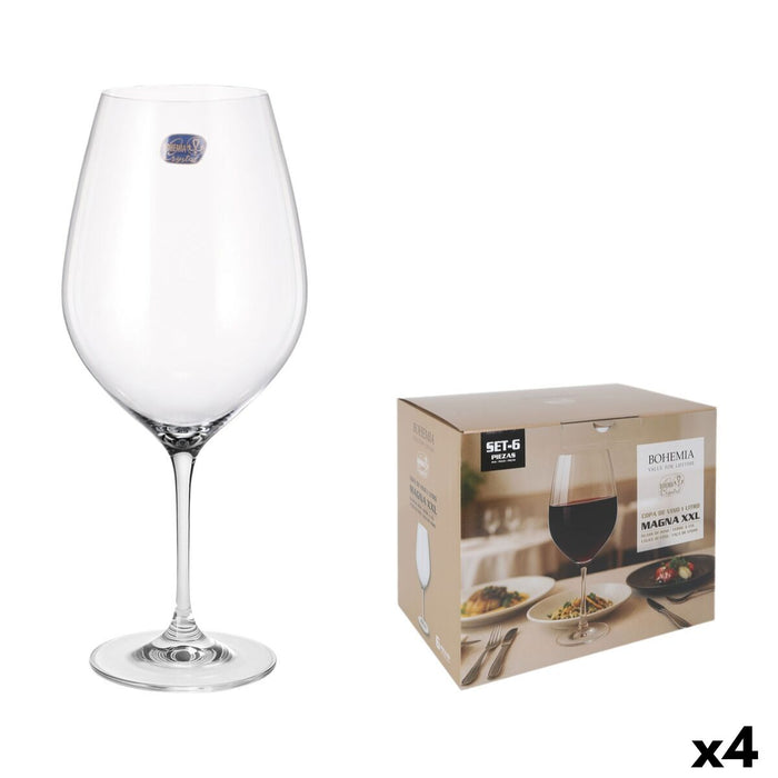 Sæt med glas Bohemia Crystal Magna xxl Gennemsigtig Glas 1 L 6 Dele (4 enheder)