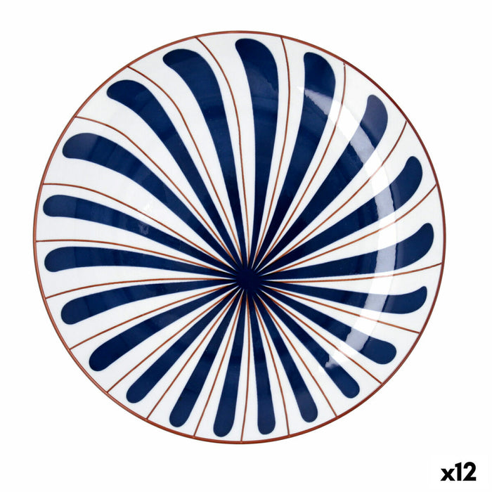 Flad Plade Bidasoa Oceanika Blå Keramik Ø 27 cm (12 enheder)