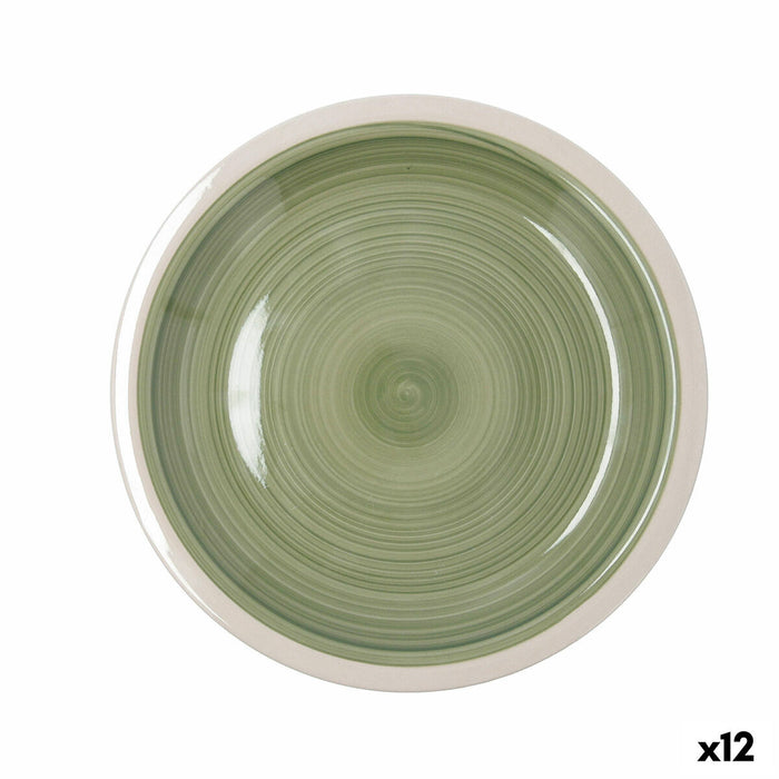 Flad Plade Quid Calypso Grøn Keramik Ø 27 cm (12 enheder)