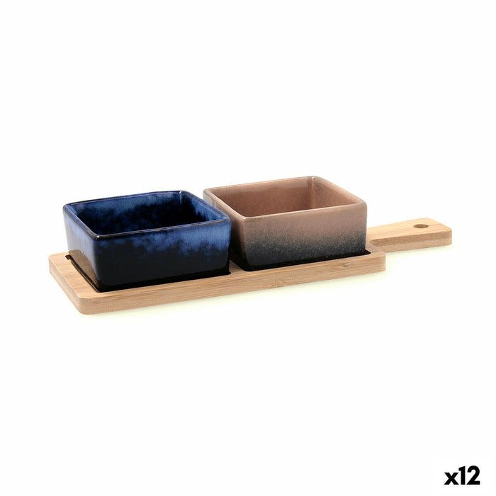 Sæt til appetizere Bidasoa Moana Multifarvet Keramik 25 x 9,5 x 4,5 cm 3 Dele (12 enheder)