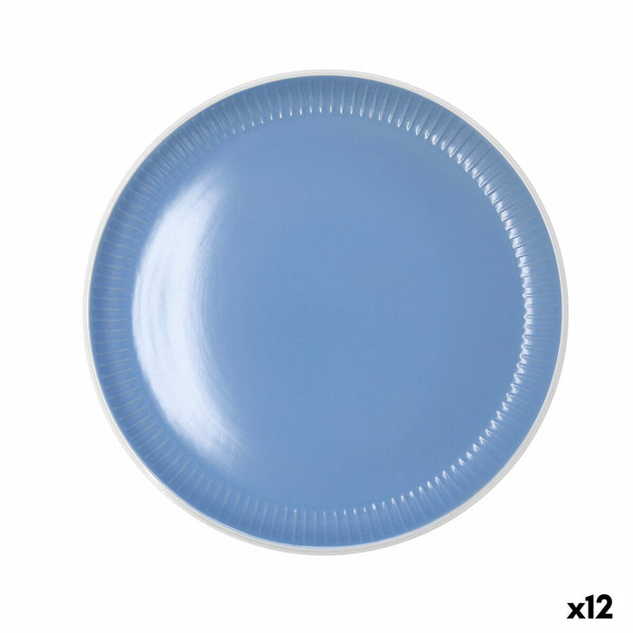 Flad Plade Bidasoa Moana Blå Keramik Ø 26 cm (12 enheder)