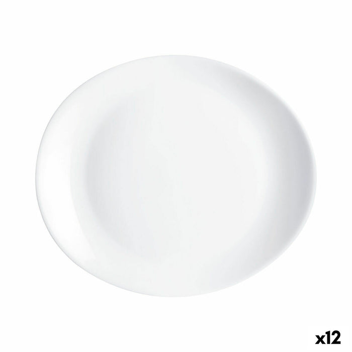Flad Plade Luminarc Friends Time Hvid Glas 30 x 26 cm (12 enheder)