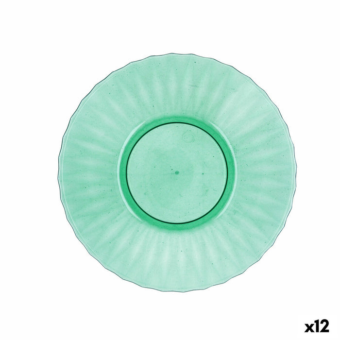 Flad Plade Quid Iris Grøn Plastik Ø 19 cm (12 enheder)