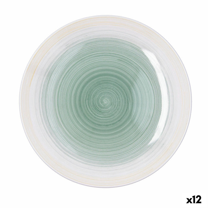 Flad Plade Quid Velvet Grøn Keramik Ø 27 cm (12 enheder)
