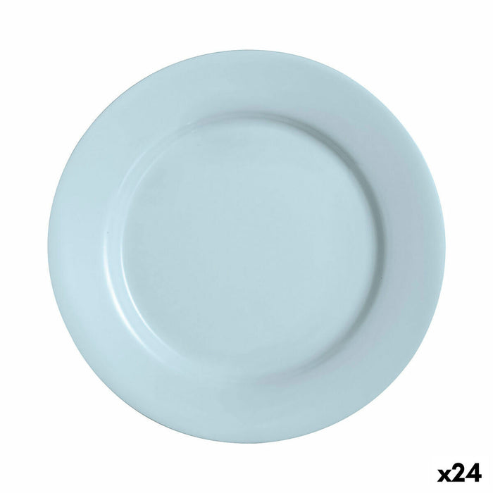 Flad Plade Luminarc Plumi Paradise Azu Blå Glas Ø 2,24 cm (24 enheder)